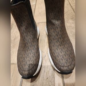 Michael Kors Brown Monogram Chelsea-Style Sneakers Bootie